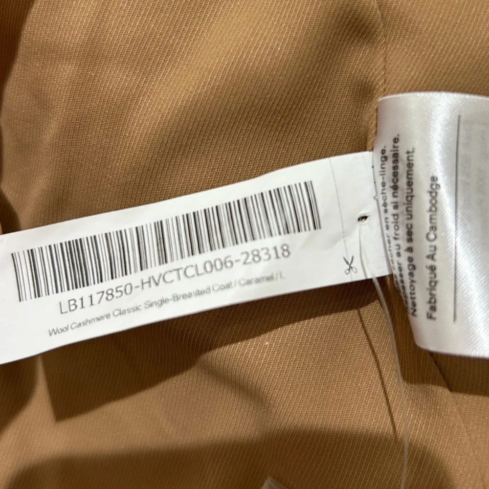 Quince Classic Wool Cashmere Single-Breasted Caramel Coat Women’s Size L NWT - Picture 9 of 13
